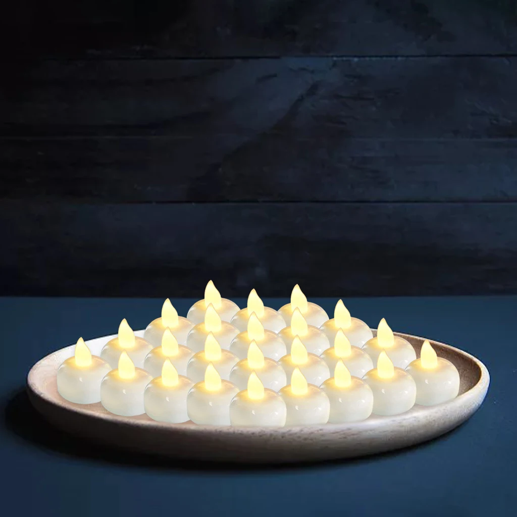 24PCS Flameless Led Tealight Candles Battery Operated Warm White Flameless Pillar Candle Bluk for Romantic Decorations