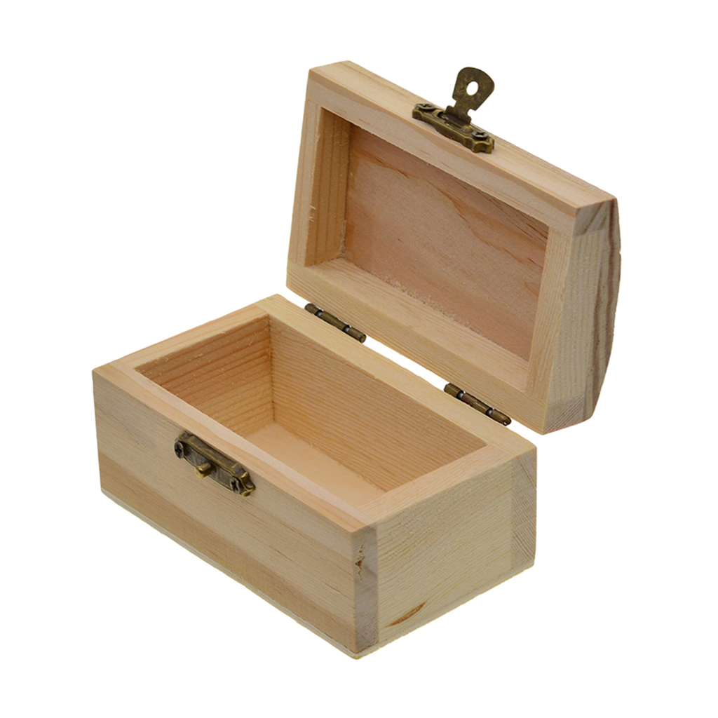 DIY Home Storage Box Natural Wooden W/ Lid Bronze Lock Postcard Home Organizer Kids Toys Craft Jewelry Case Handmade 90x55x50mm