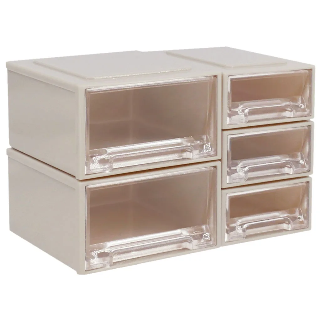 5 Pieces Miniature Storage Box with Drawer Dollhouse Cute Type Storage Bin Multicolor Plastic Mini Cosmetics Storage Organizer