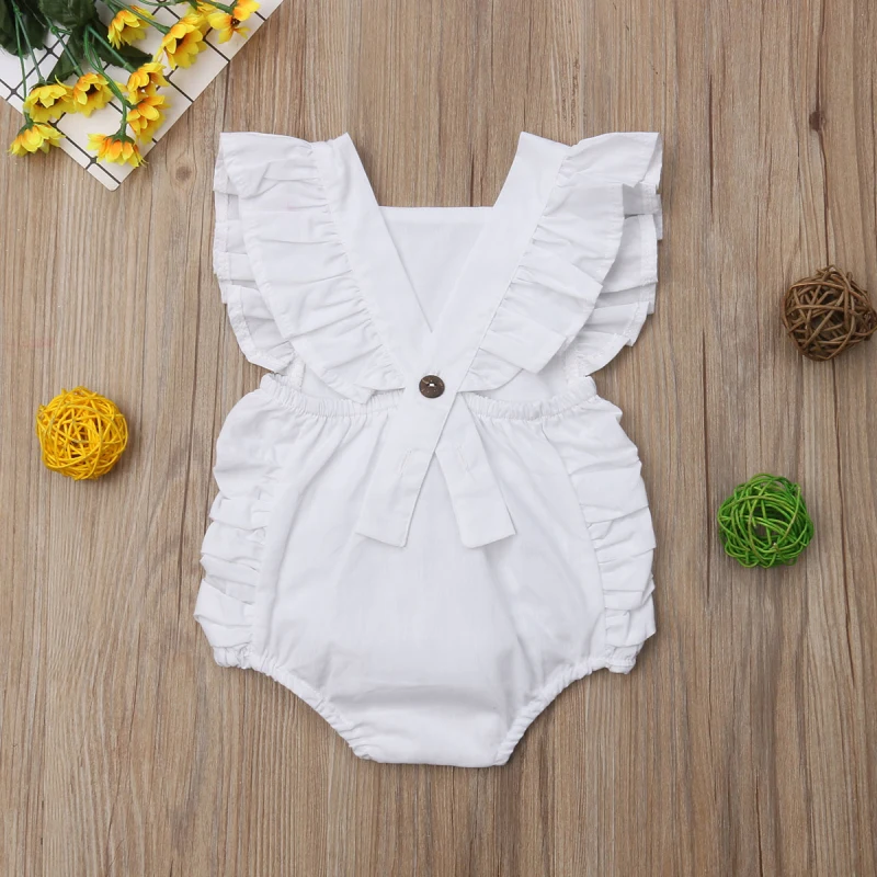 Summer Baby Girls Rompers Ruffles Princess Baby Clothing Newborn Baby Clothes Candy Color Sunsuit Infant Clothing Baby Outfit Bamboo fiber children's clothes