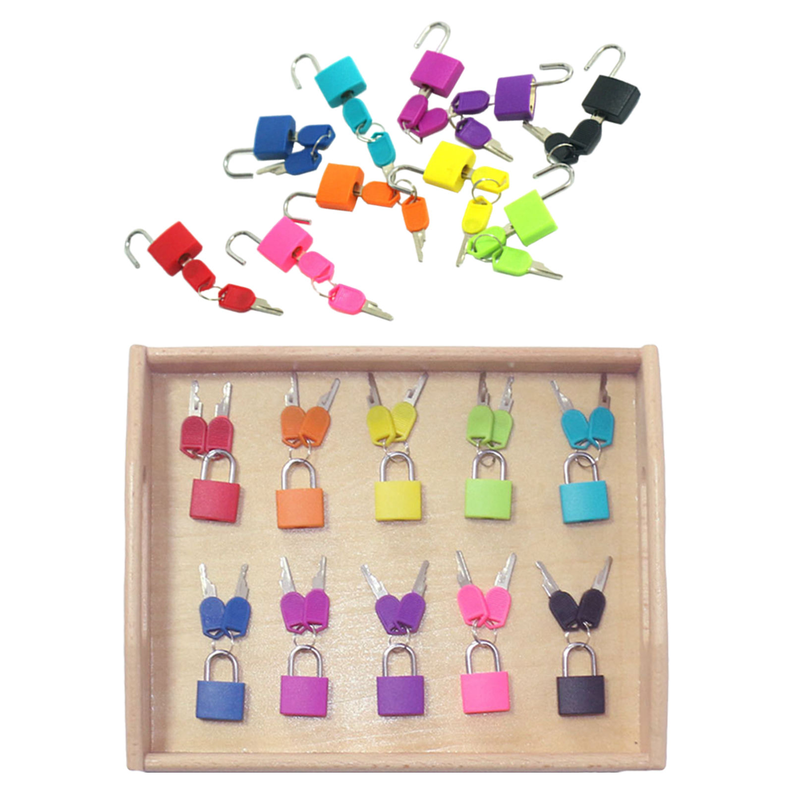 Set of 10 Early Learning Toys Classroom Matching Game Small Locks with Keys Padlock with Key for Luggage Lock Suitcase Lock