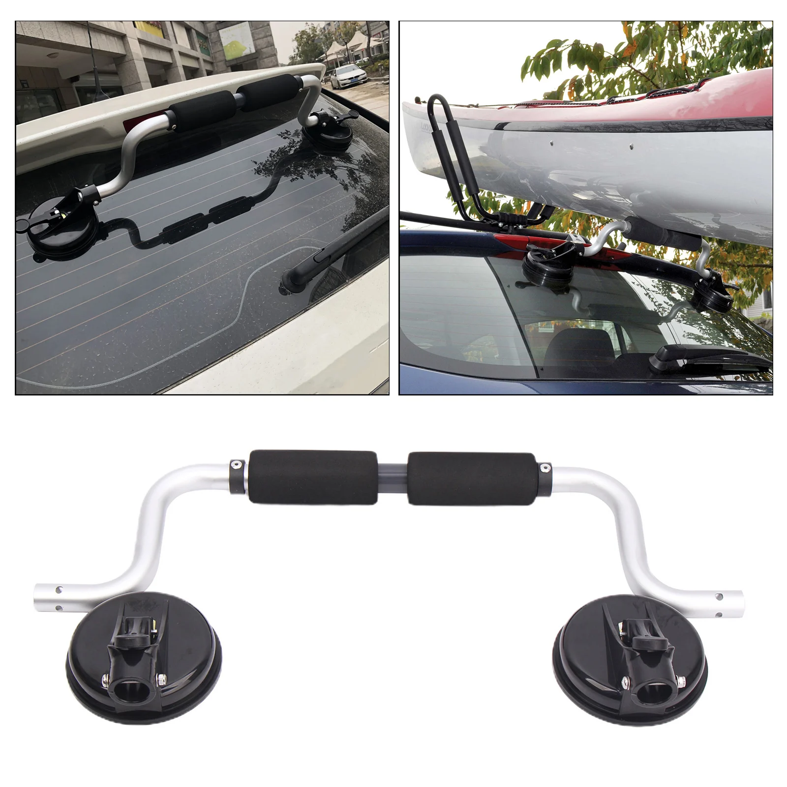 Aluminum Kayak Roller Car Top Rack Suction Cup Mounting Holder Heavy Duty