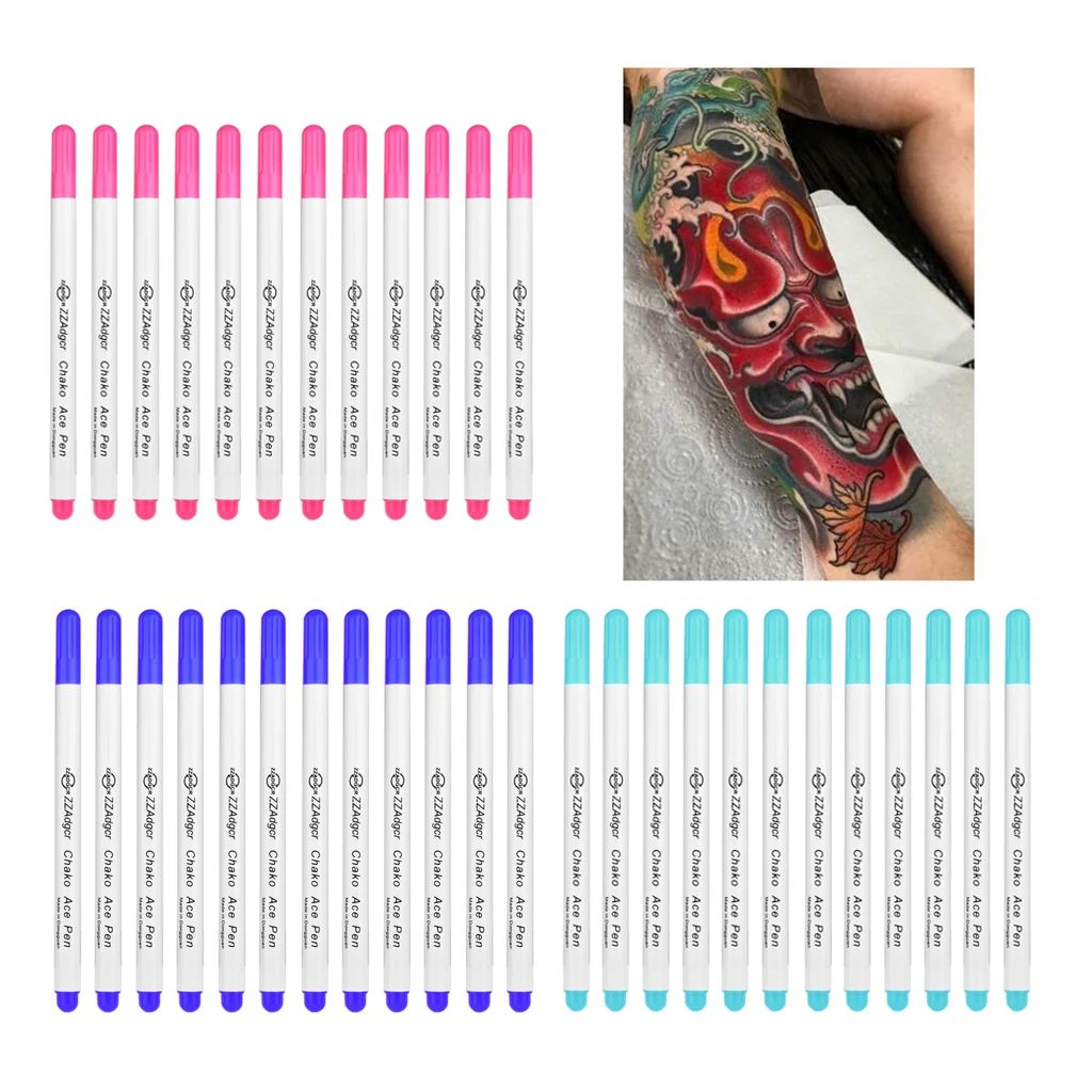 12Pcs Tattoo / Piercing Skin Marking Pen Marker For Custom DIY Design