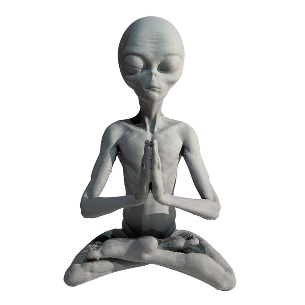Resin Meditating Alien Sculpture for Room Decoration Handcrafted Art Sculpture for Living Room Hallway Console Table Home Decor