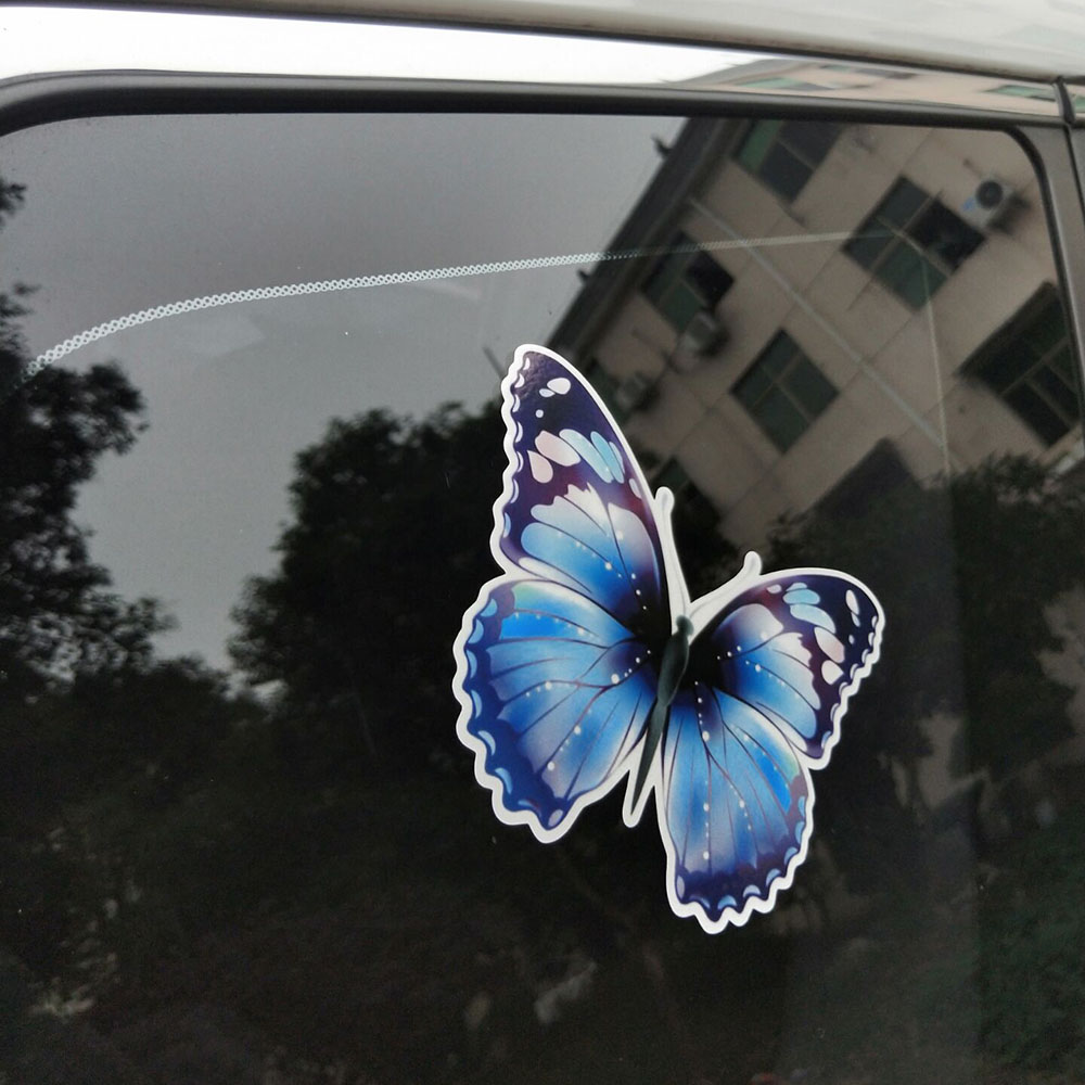 Autoaufkleber Blauer Schmetterling Persönlichkeit Kreativer Aufkleber Autodekoration Autofenster Stoßstangenaufkleber Abdeckung Kratzer PVC 14 * 13 cm – Detail 2