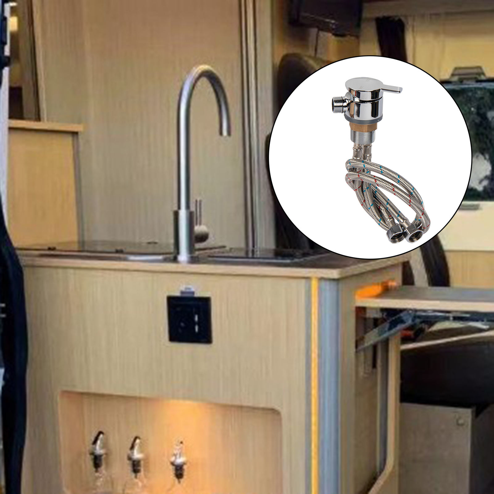 1Set 316 Stainless Steel Hot & Cold Faucet Spray Hose Repalcements for RV Trailer Campervan Boat