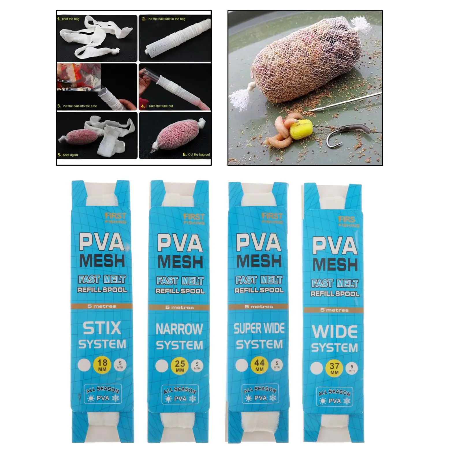 16.4Ft PVA Carp Fishing Mesh Refill Stocking for Rig Baits Bags Coarse Carp