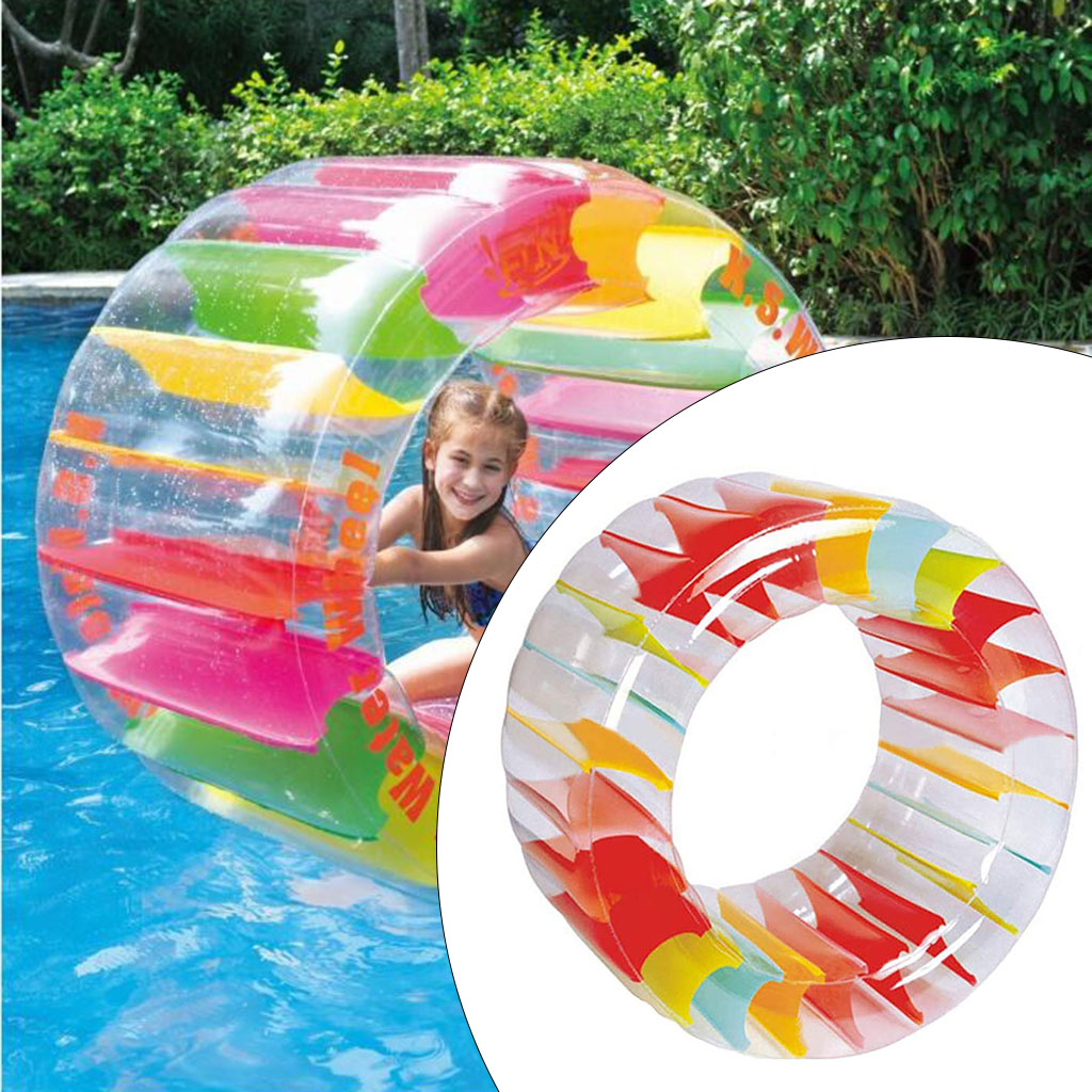 Kids Colorful Inflatable Water Wheel Roller Float 39inch Giant Roll Ball For Boys and Girls Swimming Pool Toys Grass Playing