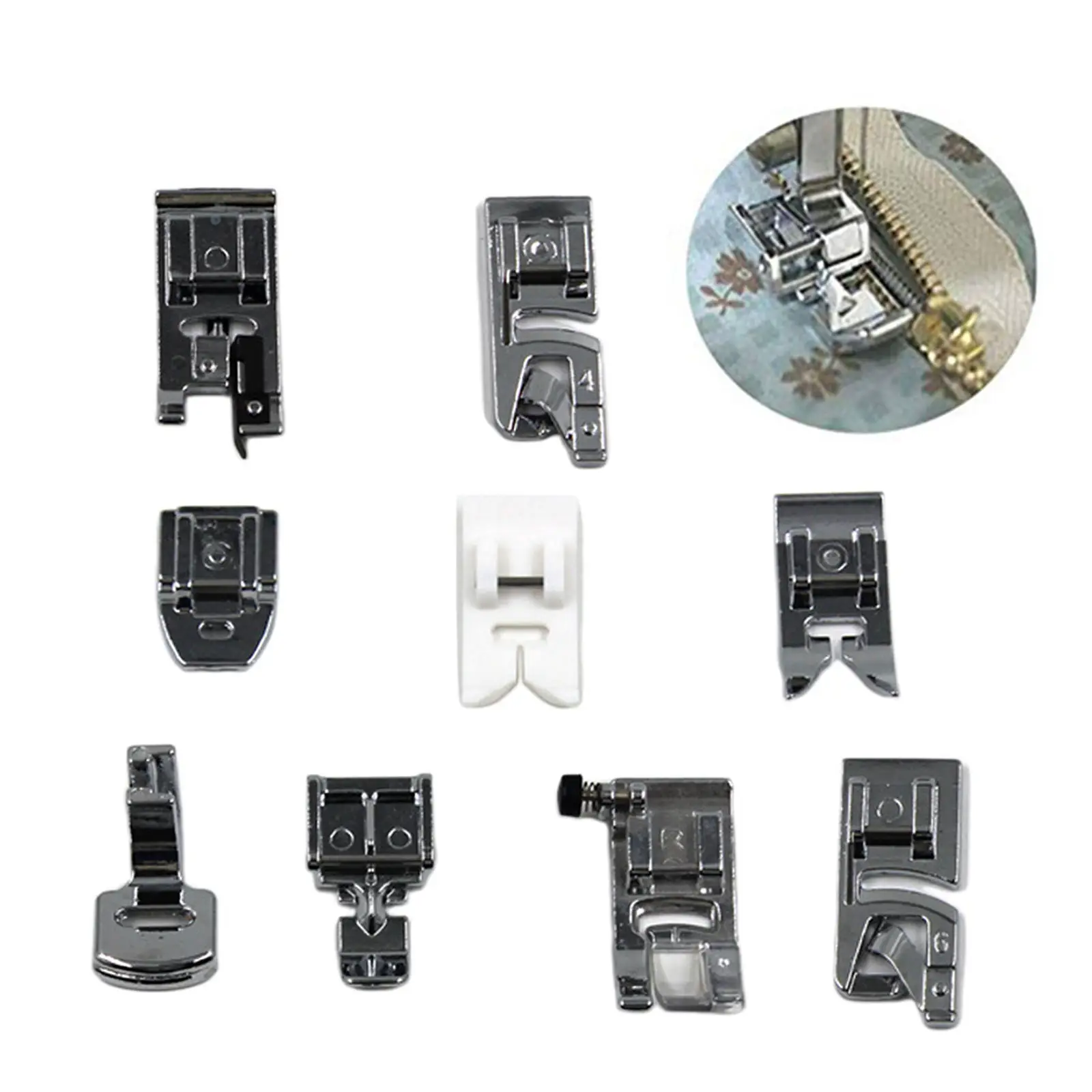 9Pcs Universal Adjustable Zipper Presser Foot Suitable for Most of Domestic Sewing Machines Clothes Draft Supplies