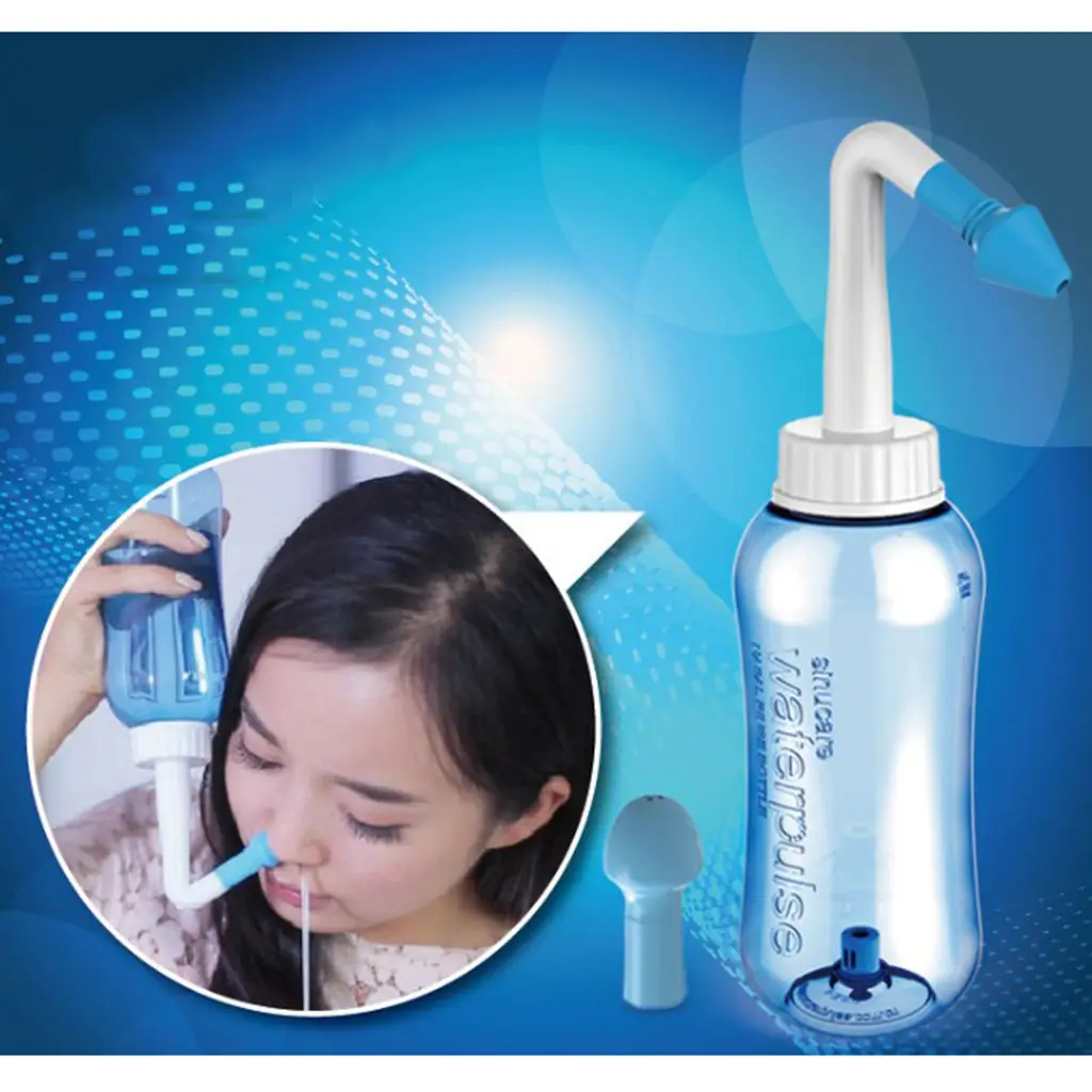3x300ml Adults Kids Nasal Rinse Wash Nose Clean Irrigator Neti Pot Bottle Blue