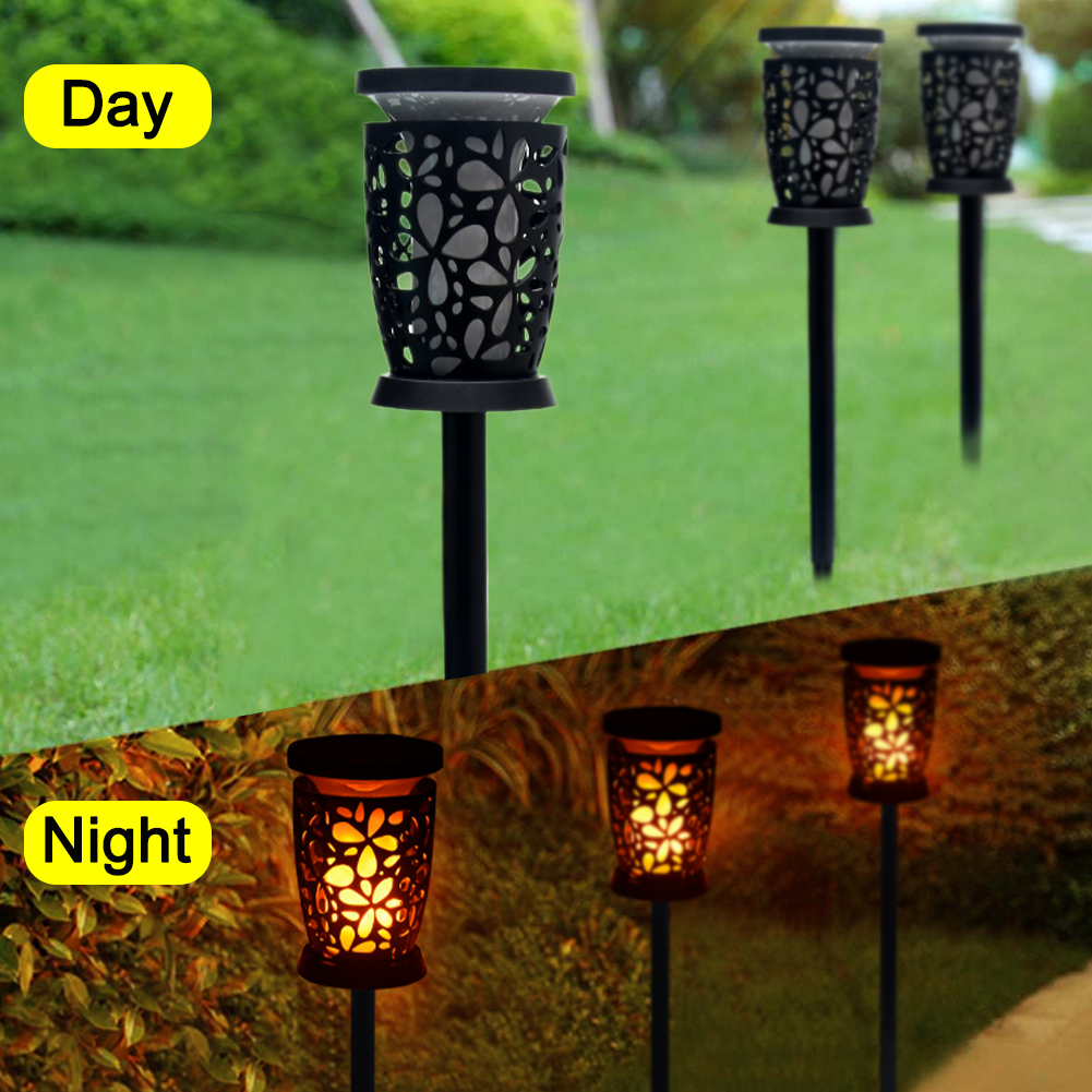 Solares à Prova Luzes ao ar Quintal Seguro Caminho Portátil Paisagem Iluminação Lanternas Dwaterproof Água Guarda-chuva Livre Decorativa Chama Cintilação 2 Pçs 7 Lâmpadas solares