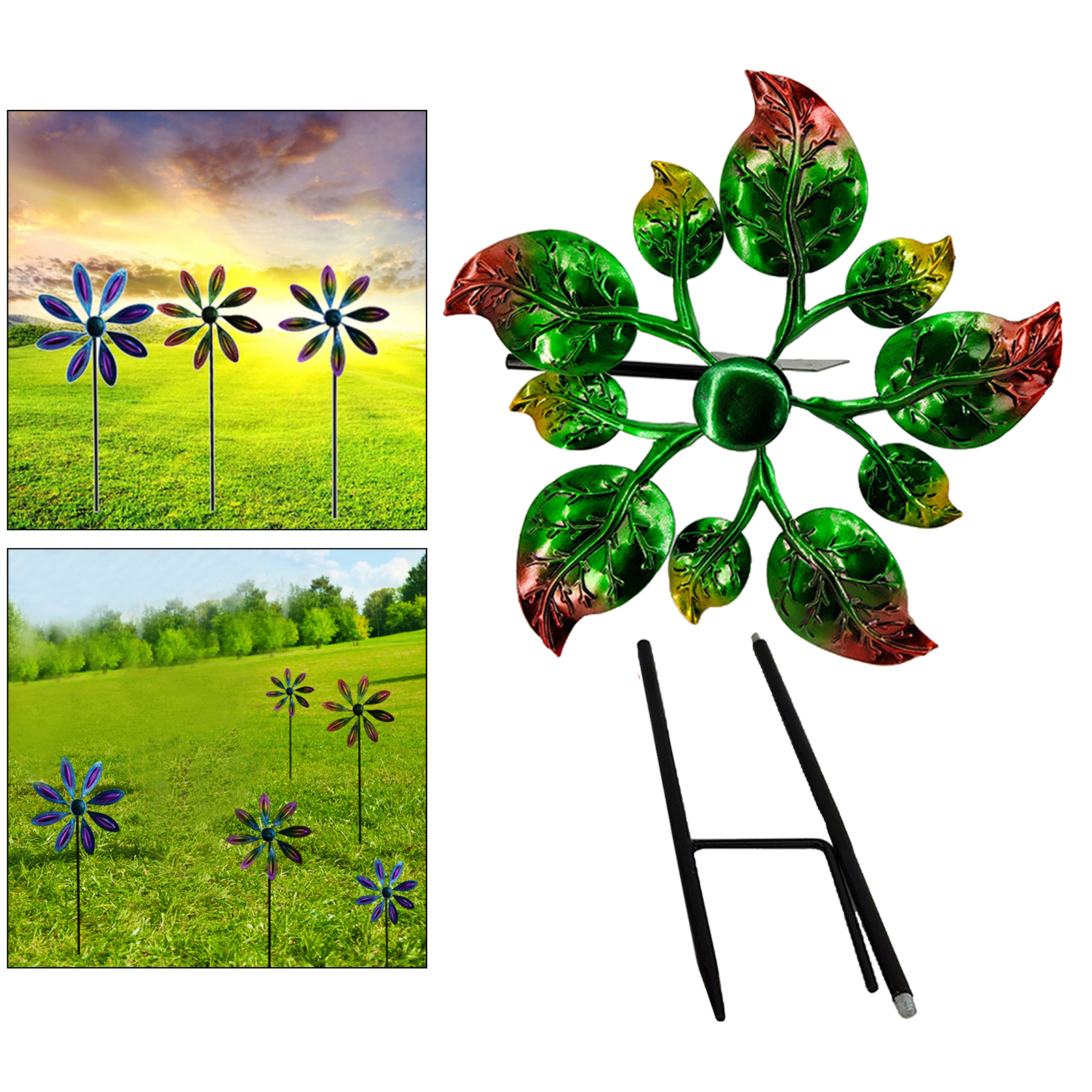 Outdoor Fall Plant Windmill Leaf Stake Garden Yard Patio Decor Art Craft