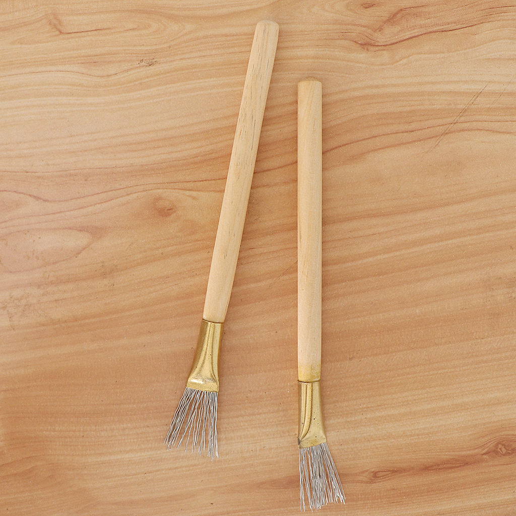 2pcs Wooden Handle Design Clay Pottery Ceramic Soap Engraving/Scraping Tools Stainless Steel Wire Brush/Scraper