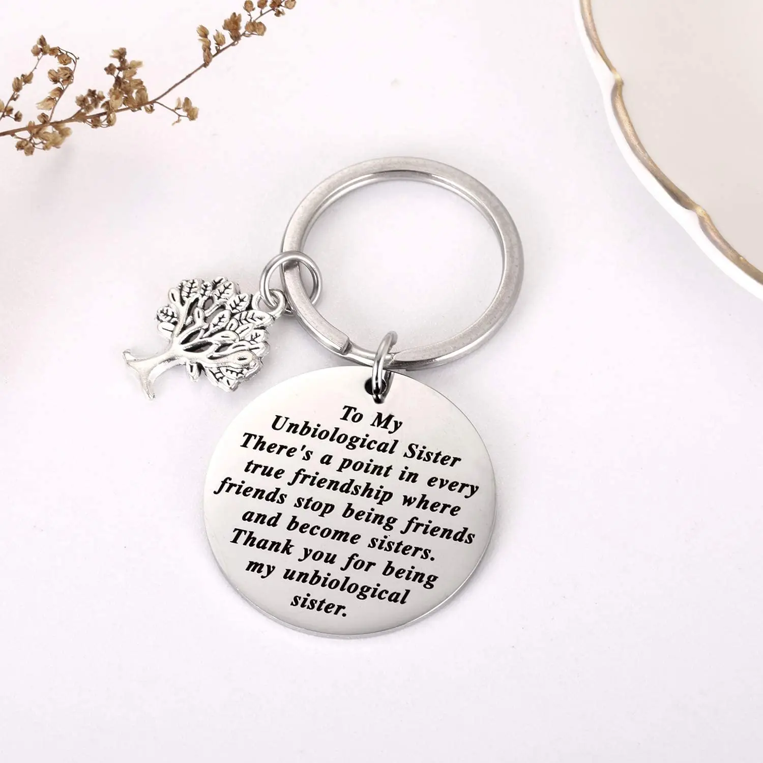 LQRI Unbiological Sister Keychain Sister In Law Gift We Weren't Sisters by Birth But We Knew from The Start 