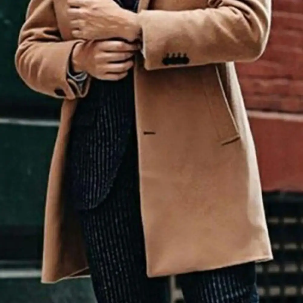 windproof jacket British Style  Gorgeous Men Solid Color Business Coat Khaki Formal Coat Single-breasted   for Daily Wear men's genuine fur coats & jackets