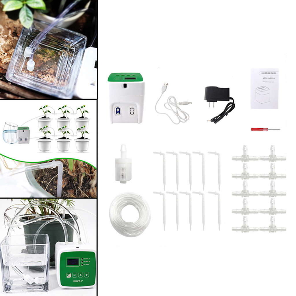 Automatic Watering System Drip Tape Irrigation Kit Double Pump 15 Pots US Plug, Multi-function Settings