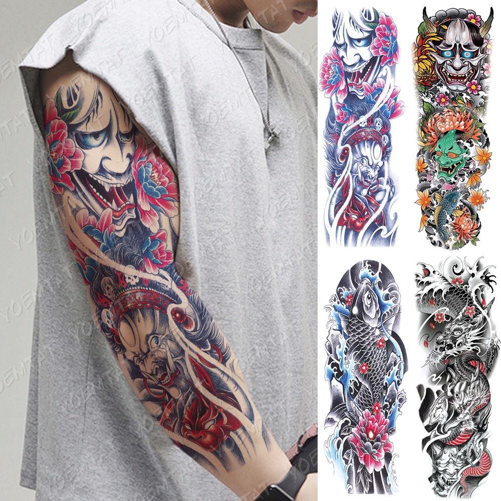 Best of Large Arm Sleeve Tattoo Japanese Prajna Carp Dragon Waterproof Temporary Tatto Sticker God Body Art Full Fake Tatoo Women Men Reviews & Tips