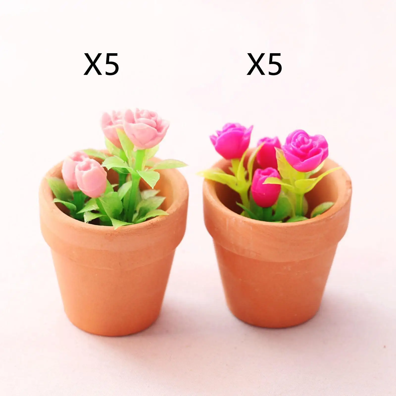 Mini Rose Potted Plants 1:12 Dollhouse Birthday Gifts Plant Potted for Kids Children