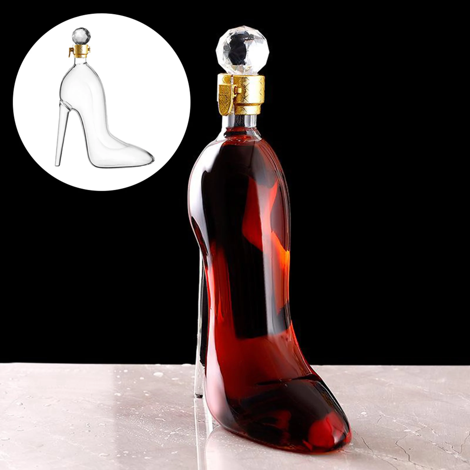 375ml High Heels Shape Whisky Decanter Luxurious Crystal Merlot Moscato Cognac Rum Wine Bottle Liquor Dispenser
