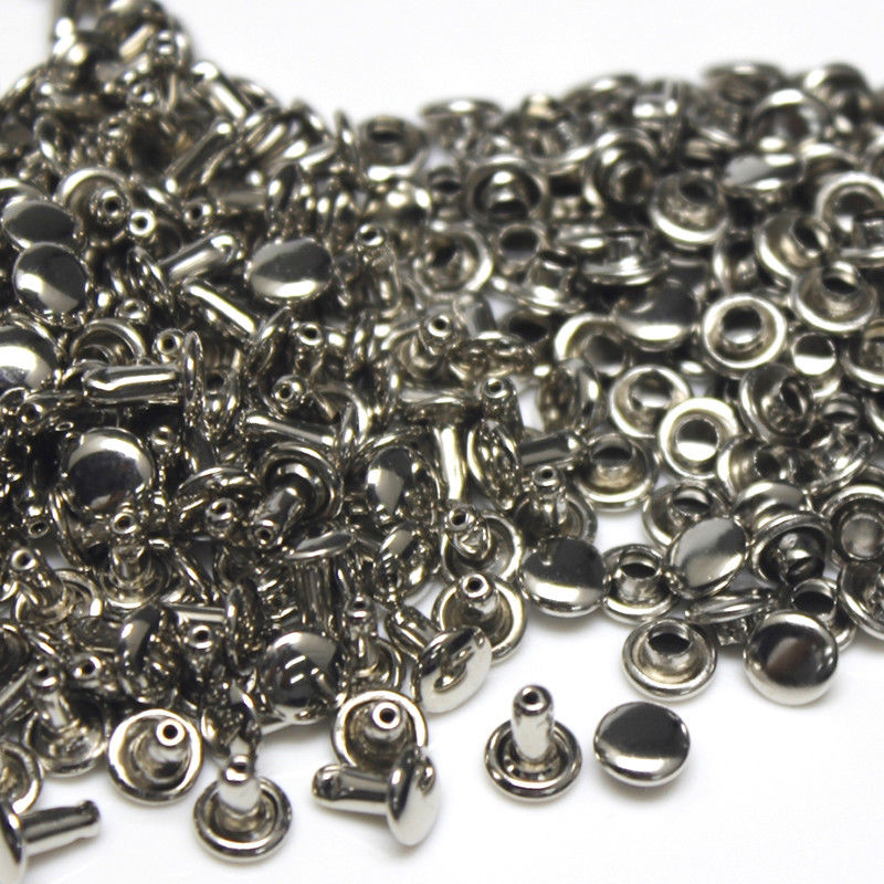 100sets 6mm 8mm Metall Doppel Kappe Nieten Nieten Runde Niet Für DIY Leder Handwerk Tasche Gürtel Kleidungsstücke hut Schuhe Haustier Kragen Dekor – Detail 9