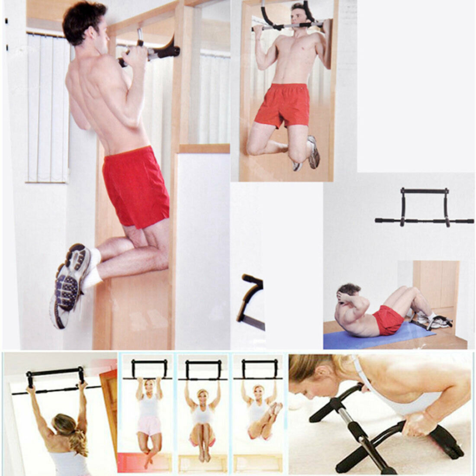 DOORWAY CHIN UP BAR PULL UP BAR SIT UP MULTI-FUNCTION HOME GYM FITNESS YOGA