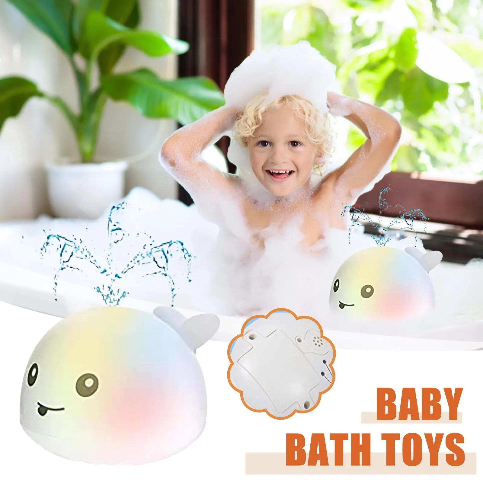 Baby Catoon Whale Spraying Water Toys Floating Whale Bath Shower Toys Funny Toy 