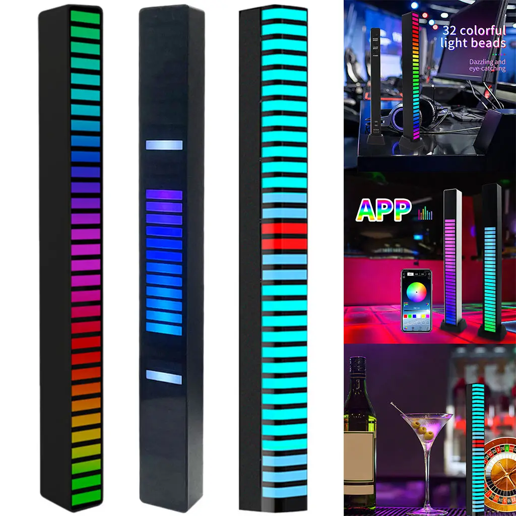 RGB Voice-Activated Pickup Music Rhythm Light Colorful Bluetooth APP Atmosphere Light Car Home Decoration Lamp