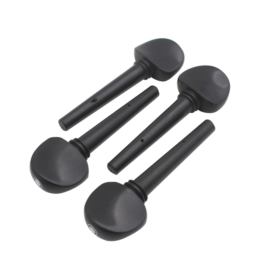 Handmade 4 Pieces Ebony Cello Tuning Pegs Tuners DIY for 3/4 4/4 Size Cellos Accessory