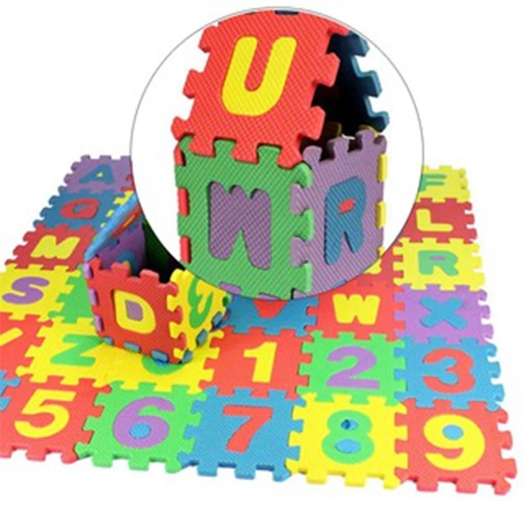 36Pcs Infant Soft Non-Toxic EVA Foam Play Puzzle Mat 10 Numbers & 26 Letters