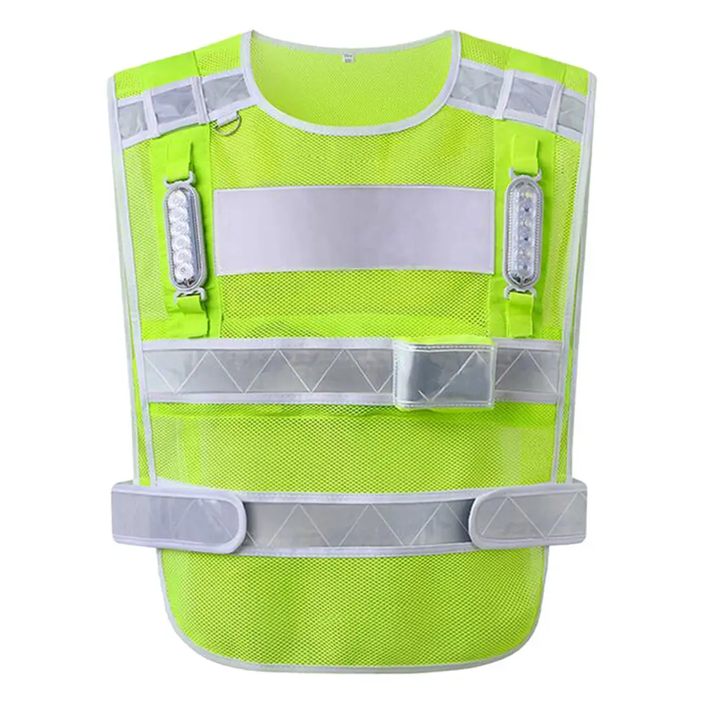 Green Reflective Safety Vest Woman Man Outdoor Running Worker Construction