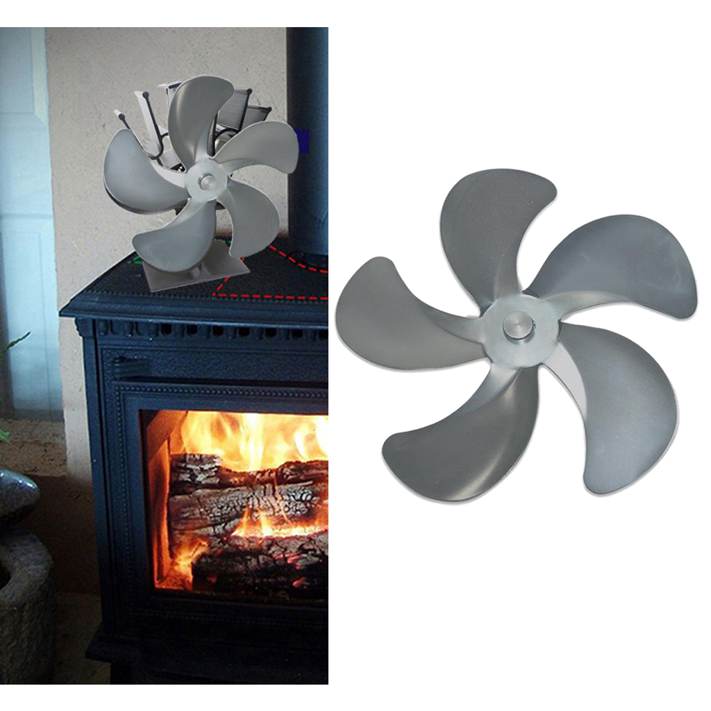 5 Blade Wood   Fan Fireplace Fire Heat Power Saving Eco Fan Replacement