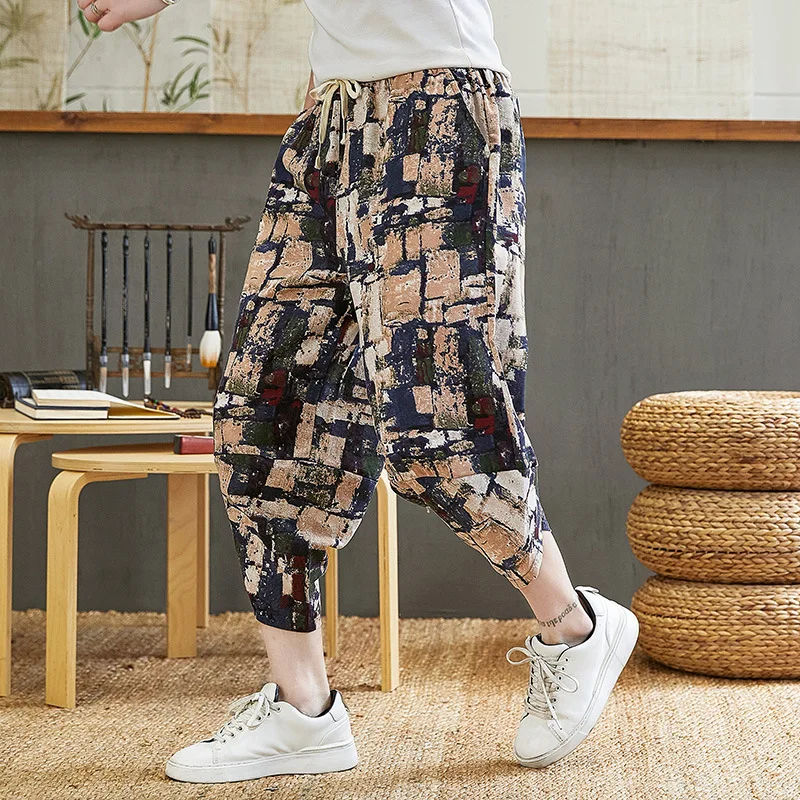 Casual Pants Men's Summer Loose Trend Youth New Style Printing Large Size Beamed Harem Sweatpants Streetwear Hip Hop Clothing elephant trousers