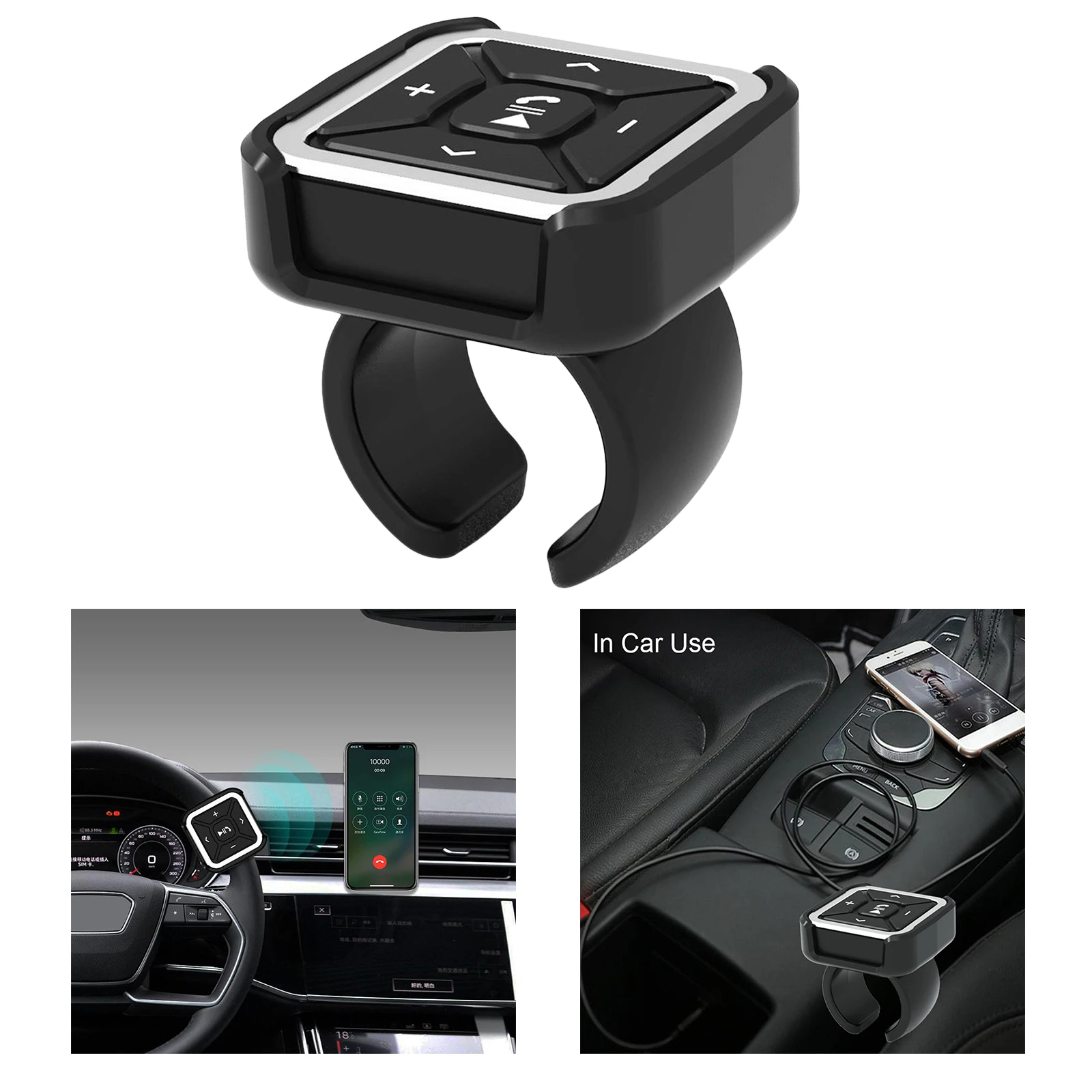 BT009 Car Steering Wheel Bike Mount Bluetooth Remote Control MP3 Media Button for iOS/Android, IPX4 Waterproof