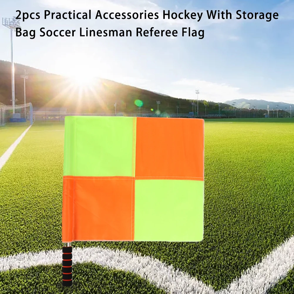 Suchinm Referee Linesman Flag Soccer Linesman Referee Flags Pole Foam Handle with Storage Bag for Sports Match Soccer Football Hockey Training 