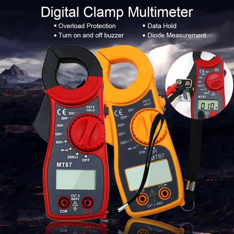 DC DE New MT87 Digital Multimeter Amper Clamp Meter Stromzange Pinzette AC 