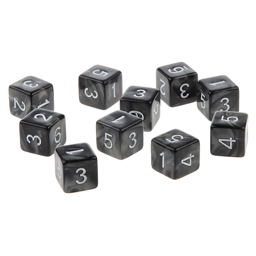 Multicolor 10pcs Twelve Sided Dice D6 D10 D12 Playing D&D RPG Party Acrylic Games Dices Funny Family Pub Club Game Accessories