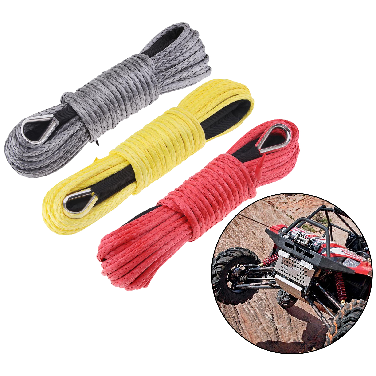 1/4 inch x 50 ft 7700LBs synthetic winch line cable rope sheath atv utv,