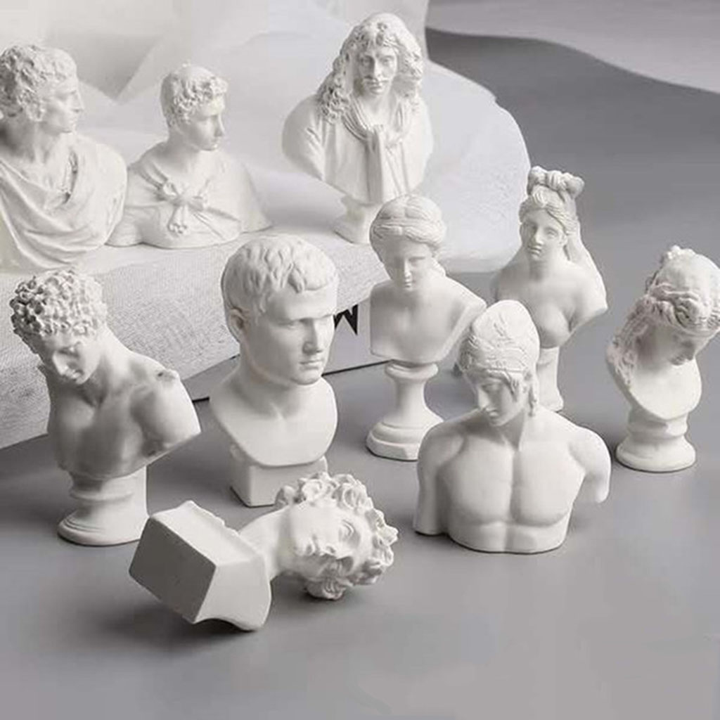 10 Greek Mythology Figurine Head Portraits Bust Mini Gypsum Statue Drawing Practice Crafts Plaster Sculpture Decor Home Office