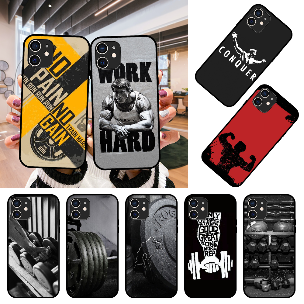 cute iphone xr cases Phone Case For Apple IPhone 12 Mini 11 Pro  XR X MAX SE XS 4 5 6 6S 7 8 E Plus Black Cover Back Bodybuilding Gym Fitness xr cases