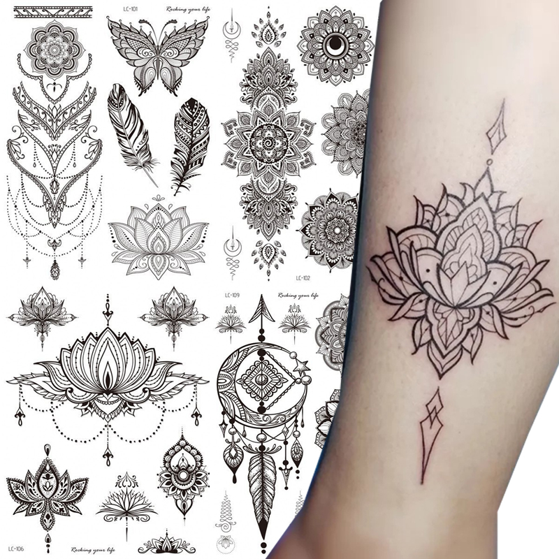 Best of Women Waterproof Temporary Tattoo Sticker Mandala Flower Tattoos Rose Peonies Body Art Water Transfer Clavicle Temporary Tattoo Reviews & Tips