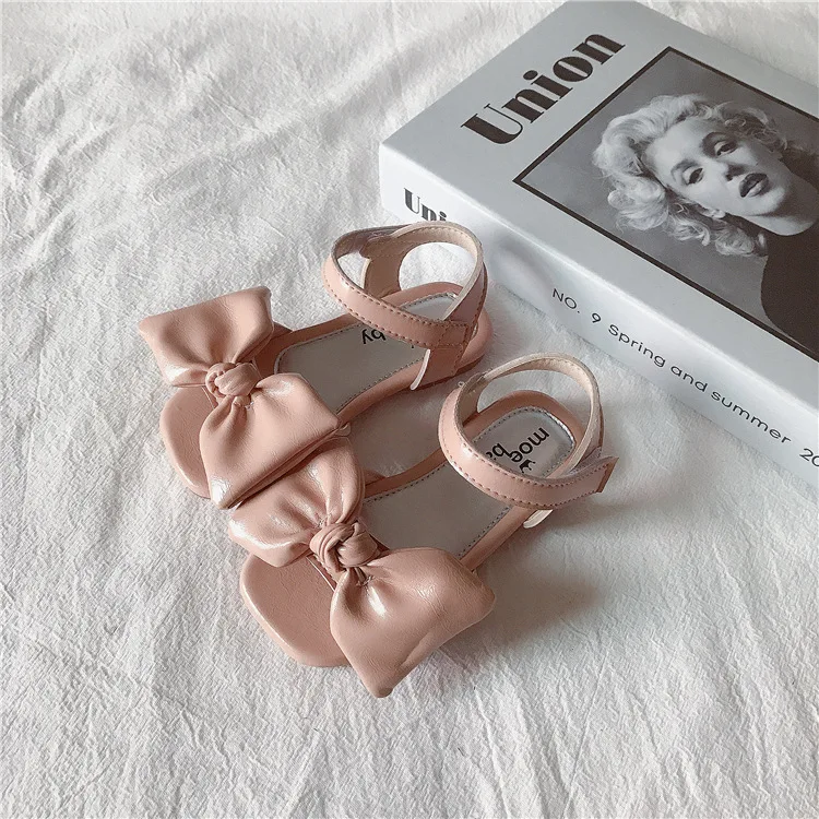 girls shoes Girls Sandals 2021 Summer New Girls Bow Princess Shoes Flat Sandals Children Soft Solid Color Fashion Non-slip Shoes leather girl in boots