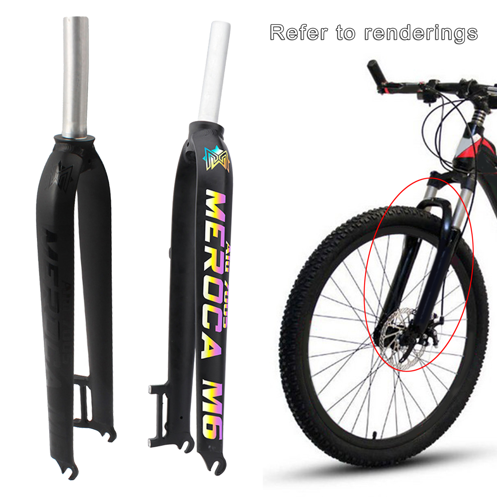 Solid Mountain Bike Front Fork Road 1-1/8'' 28.6mm Bicycle Rigid Disc Brake Forks Mounting Repair Parts