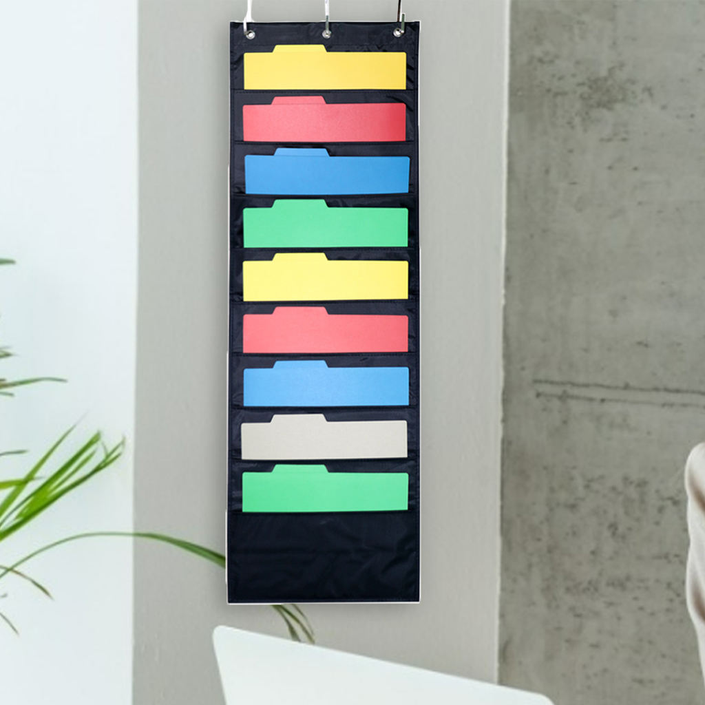 Over The Wall Hanging File Folder Organizer Storage Pocket Chart for Office Home Classroom 10 Pockets for Keeping Files Neatly