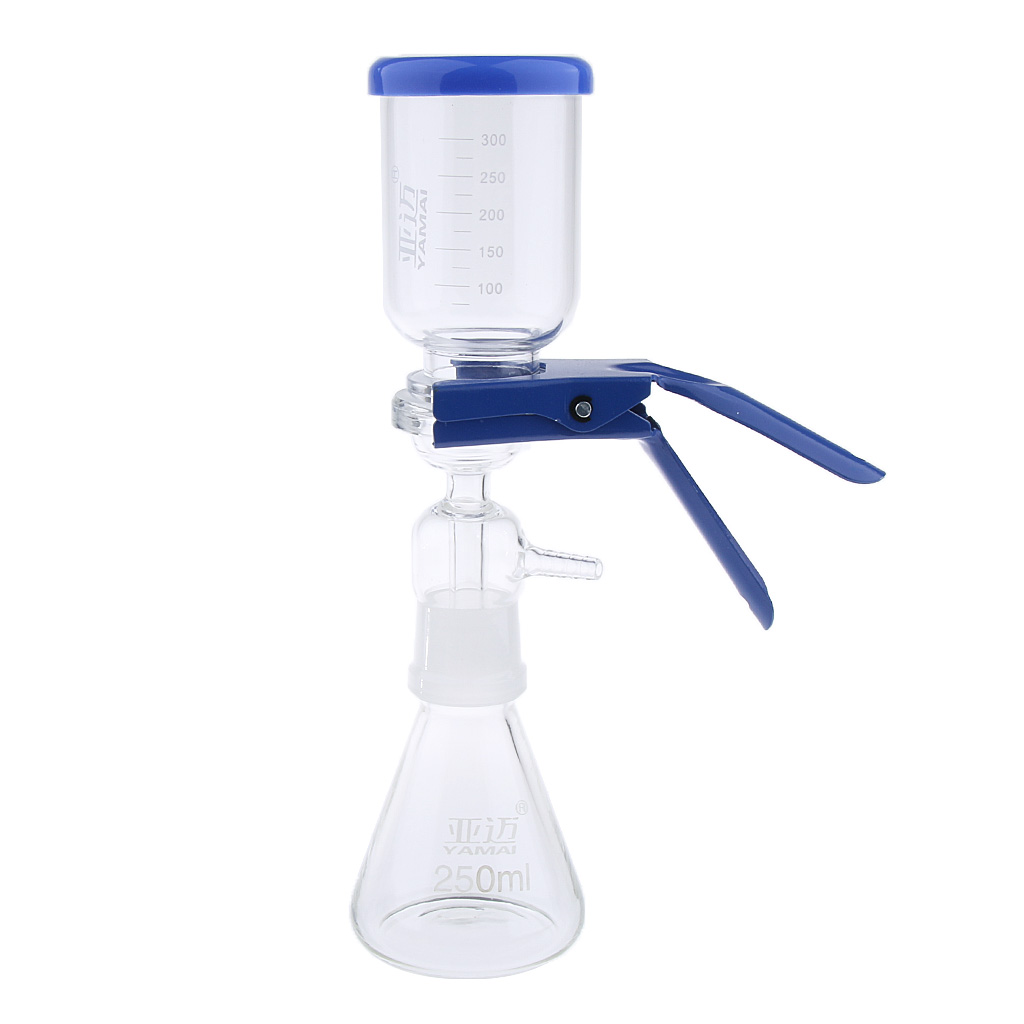 250ml Flask Filtration Apparatus Vacuum Lab Filtering Unit with 300mL Graduated Funnel with Lid & Aluminum Clamp