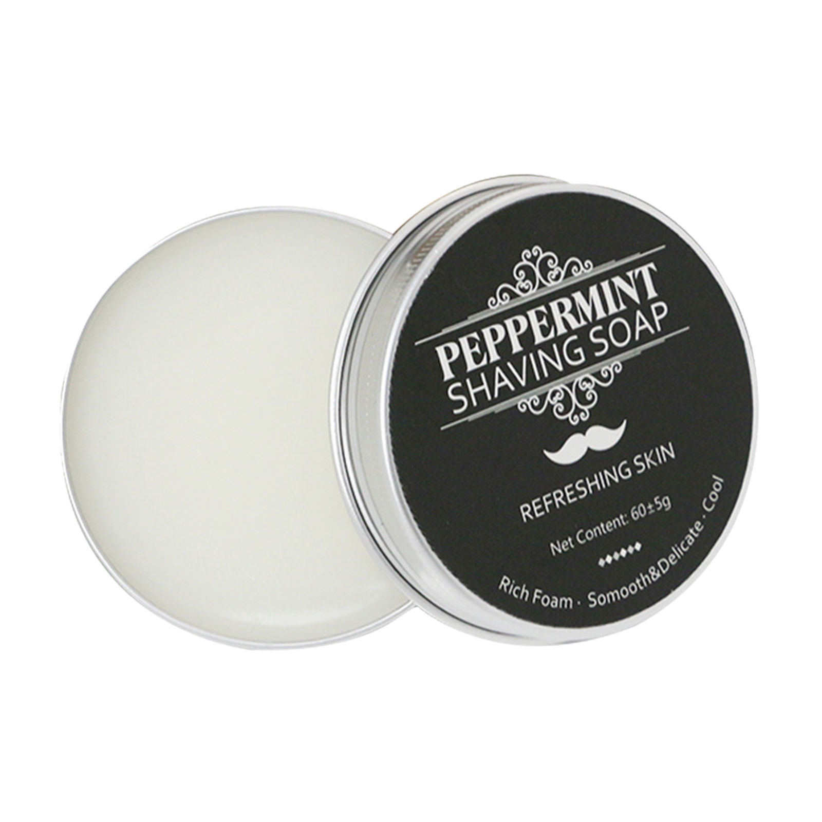 60g Men's Shaving Soap Barber Shaving Cream in Aluminum Boxed Provides Smooth Shave