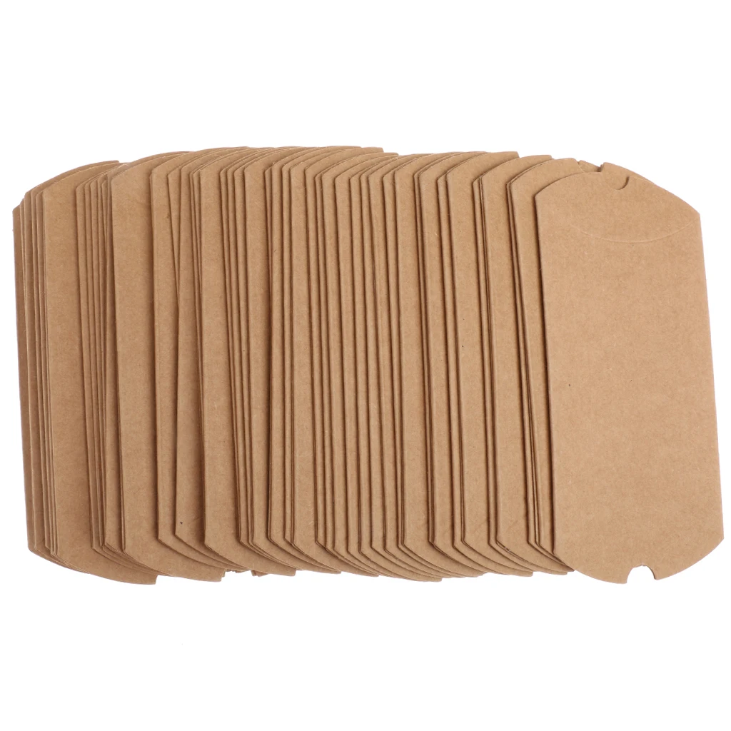 50pcs Kraft Paper Sweets Candy Pillow Boxes Gift Boxes Wedding Party Favor