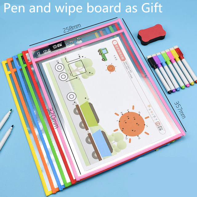 20PCS Write and Wipe Sleeves Dry Erase Pens School Dry Erase