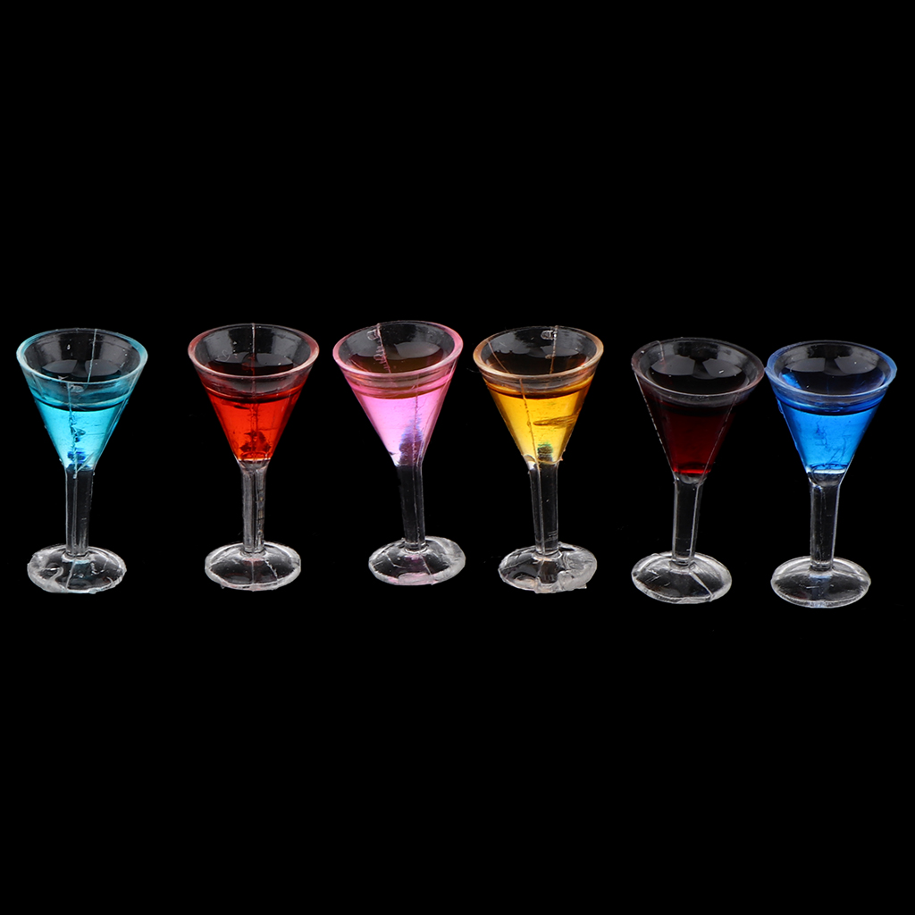 6pcs 1:12 Imitation Set - Miniature Dollhouse Cocktail Glass