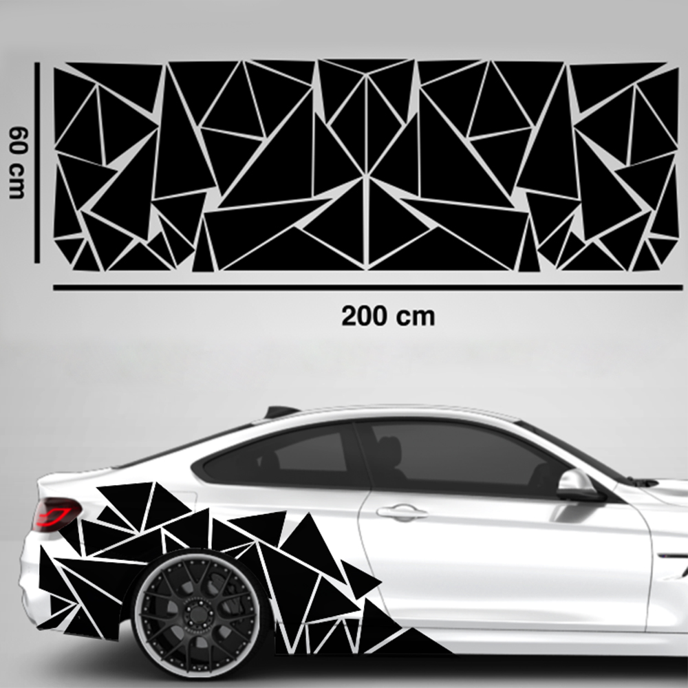 Матовые черные треугольники 200x60 см, боковая наклейка для автомобиля,  камуфляжная наклейка для автомобильного стайлинга KK, Виниловая наклейка,  декор для украшения автомобиля | AliExpress