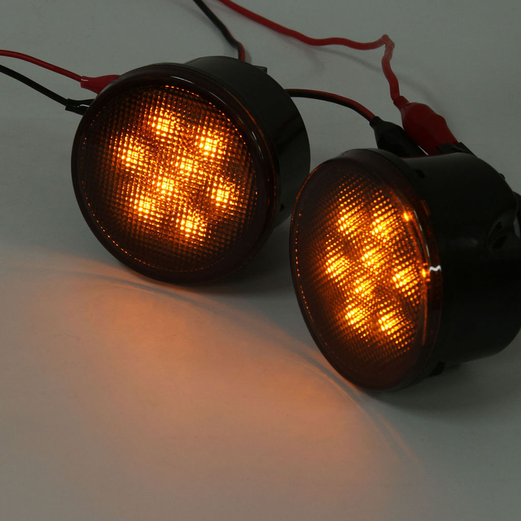 1 Pair Amber Front LED Turn Signal Light Assembly Indicator Side  Parking Lights For Jeep Wrangler JK 2007~2016 98 x 98 x 80mm